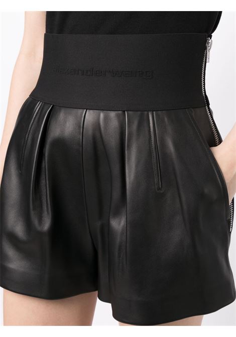 Black logo-waistband leather shorts Alexander Wang - women ALEXANDER WANG | 1WC3234630001